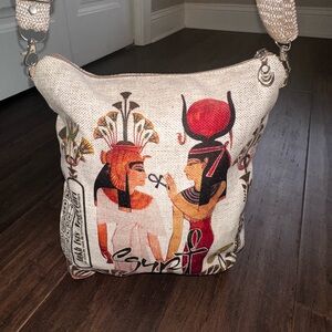Egyptian Beige Canvas Shoulder Bag- Purchased from travel to Egypt